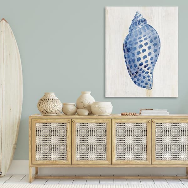Spotted Blue Cowrie Shell by Susan Arnot Unframed Animal Graphic Art Print 48 in. x 36 in.