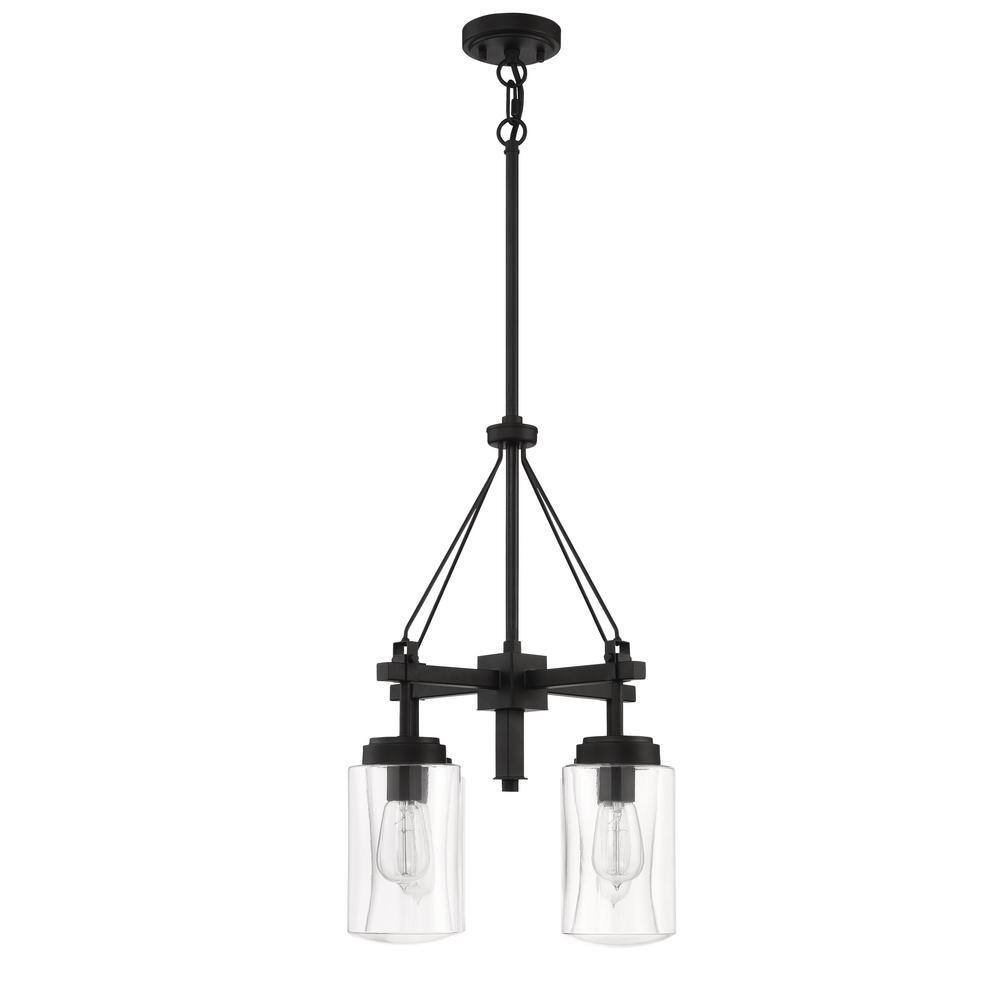 Modern Black Steel Outdoor Chandelier with Clear Glass Shades
