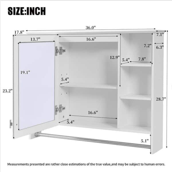 XUJMK 36 in. W x 7 in. D x 29 in. H Bathroom Storage Wall Cabinet