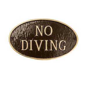 No Diving Small Oval Statement Plaque - Oil Rubbed/Gold