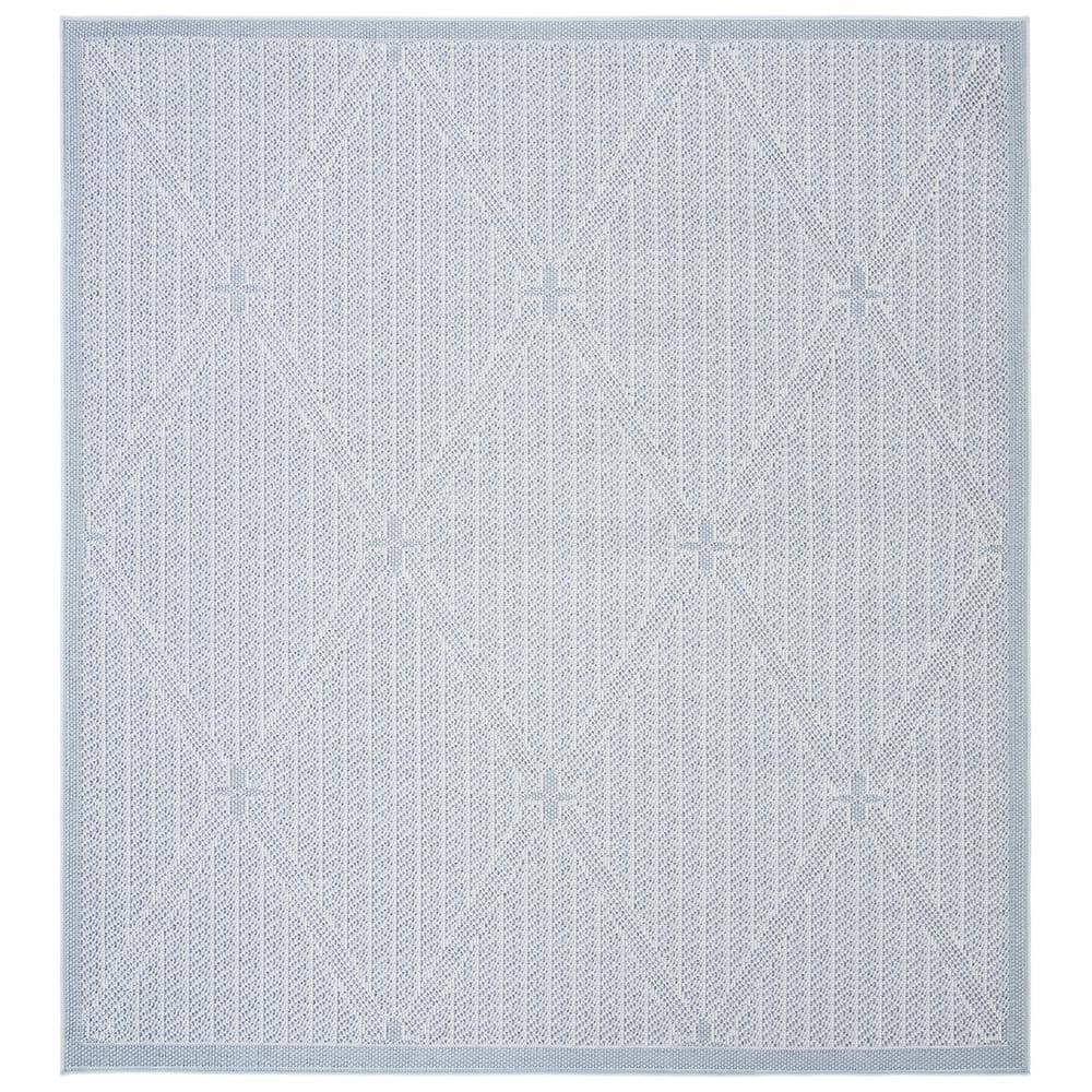 Light Blue/Ivory Synthetic 78'' Square Easy-Care Area Rug
