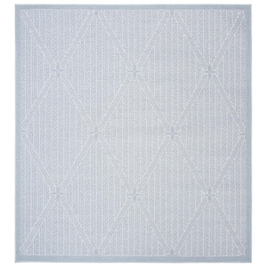 Bermuda Light Blue/Ivory 7 ft. x 7 ft. Square Geometric Indoor/Outdoor Patio  Area Rug