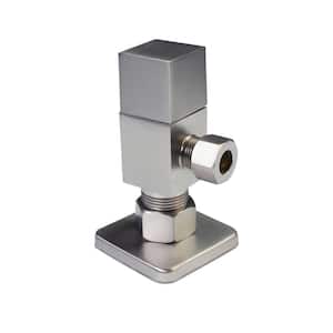 1/2 in. Nominal Compression Inlet x 3/8 in. O.D. Compression Outlet 1/4-Turn Square Angle Valve, Satin Nickel