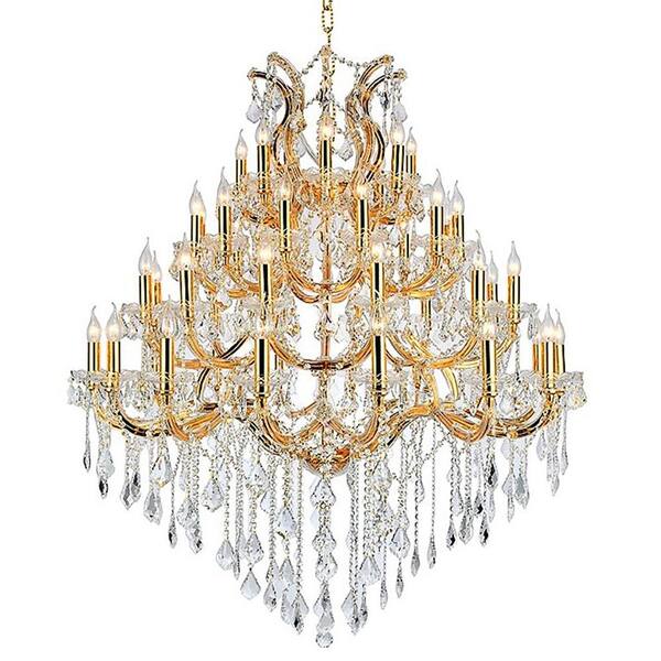 Worldwide Lighting Maria Theresa 44-Light Polished Gold Chandelier with Clear Crystal