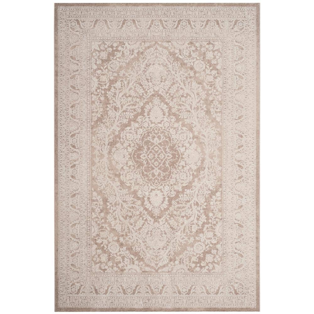 Beige/Cream 8' x 10' Hand-knotted Floral Synthetic Area Rug