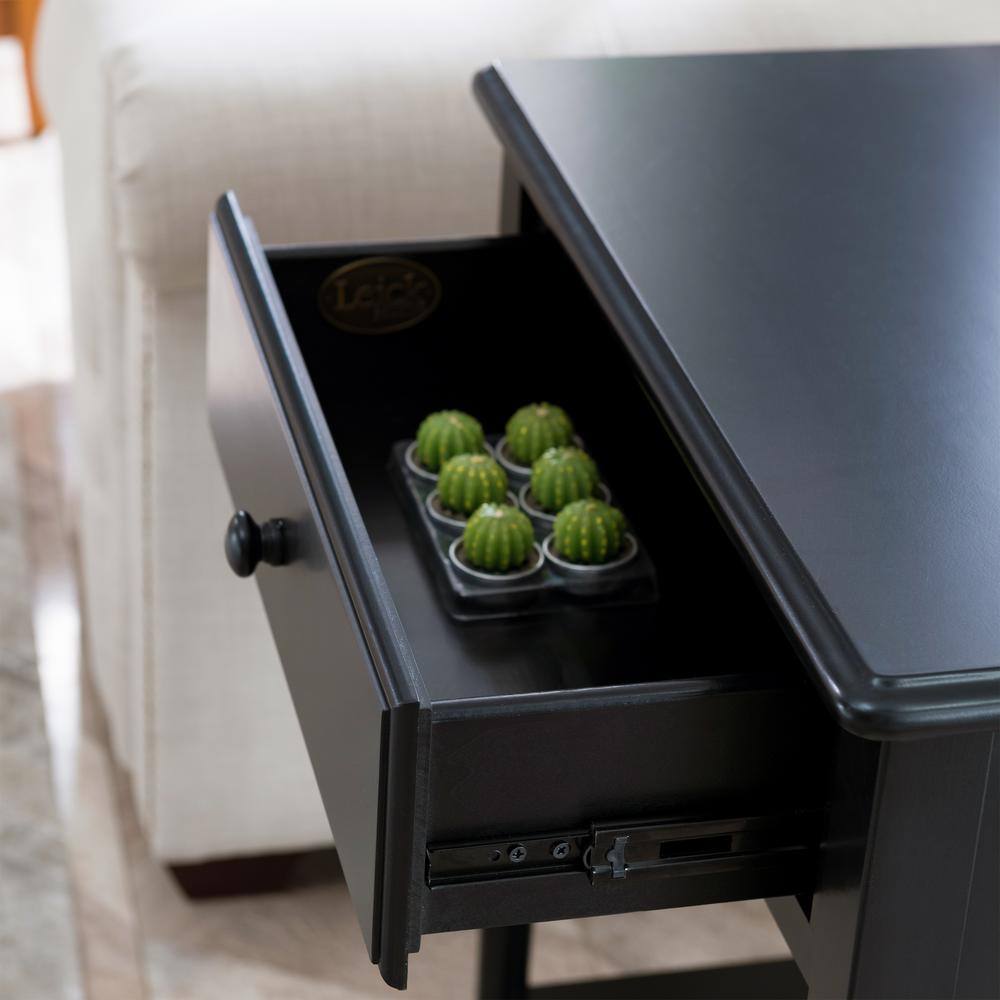 Swan Black Coastal 24" Solid Wood Nightstand with USB-C Charging