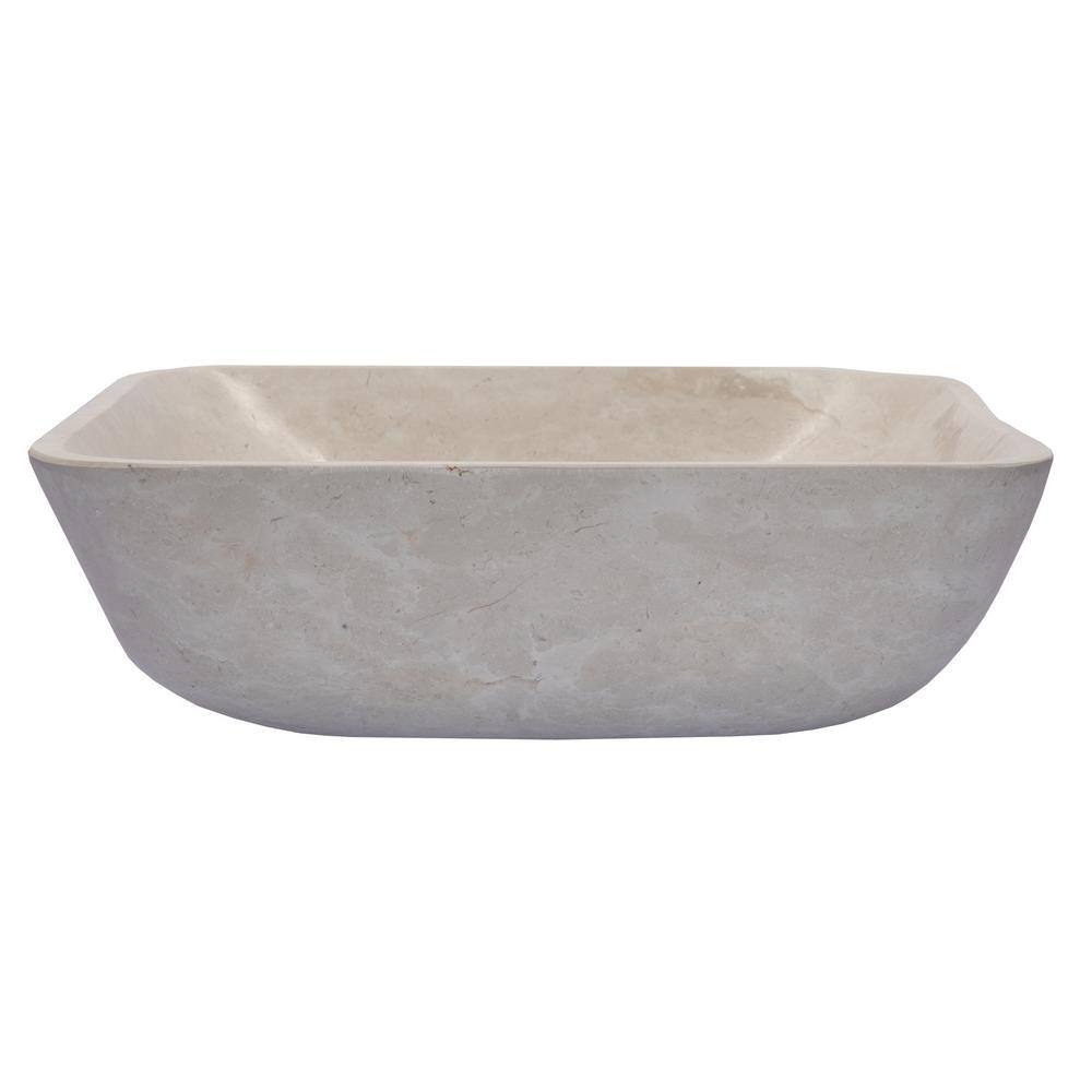 Creamy White Marble Square Bathroom Vessel Sink