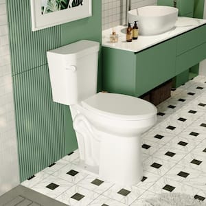 2-Piece 1.28 GPF Single Flush 12 in. Rough in Size Elongated Toilet in White, Seat Included