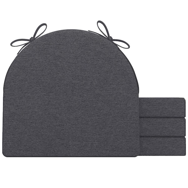Unbranded 17 in. x 16 in. x 2 in. U-Shaped Indoor Chair Cushions Removable Cover Kitchen and Dining Chairs in Dark Grey (Set of 4)