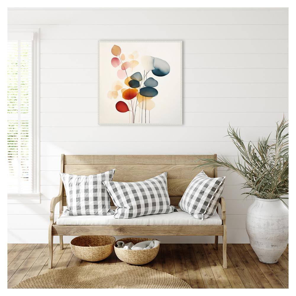 Fluid Floral Artistry II Abstract Canvas Print with White Frame