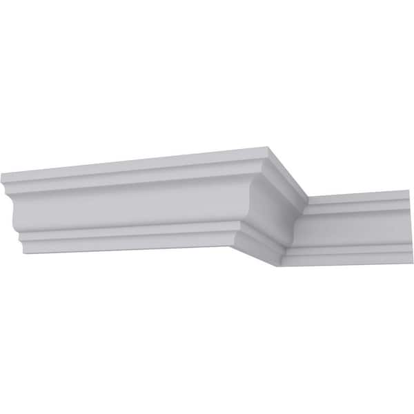 Ekena Millwork 2 in. x 3 in. x 94-1/2 in. Smooth Polyurethane Lisbon Traditional Crown Moulding