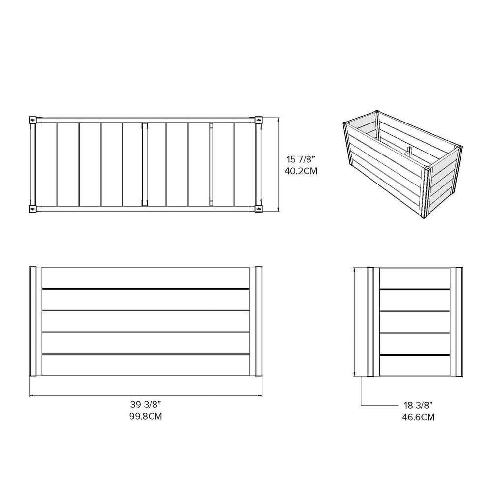 Slate Gray 40" Vinyl Parklette Planter with Aluminum Posts