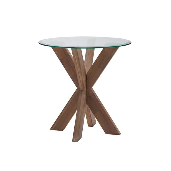 Linon Home Decor Norris 24 in. W Natural Xbase Side Table with Glass