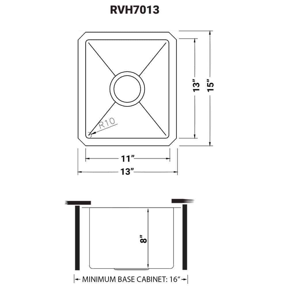 Ruvati 15" Stainless Steel Undermount Single Bowl Kitchen Sink