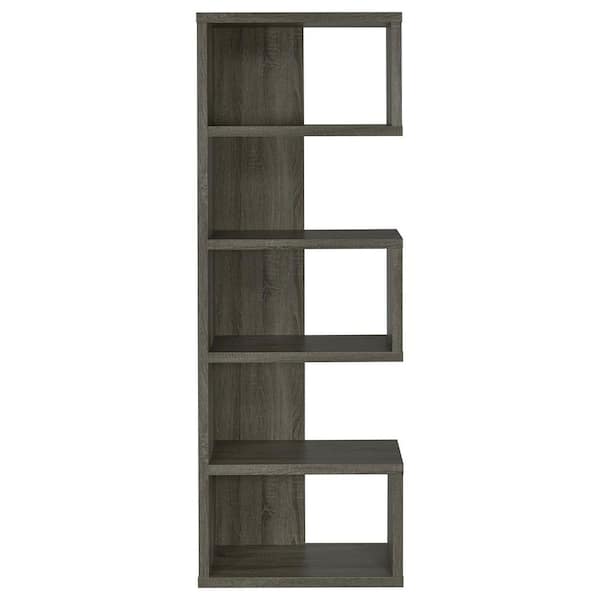 Unbranded 24.75 in. W x 11.50 in. D Weathered Grey Particle Board 5-Tier Decorative Wall Shelf, Decorative Bookcase for Home Decor
