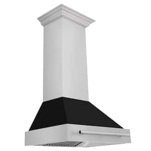 30 in. 400 CFM Ducted Vent Wall Mount Range Hood with Black Matte Shell in Stainless Steel