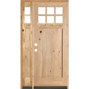 50 in. x 96 in. Craftsman Knotty Alder 6-Lite with DS Unfinished Right-Hand Inswing Prehung Front Door w/Left Sidelite