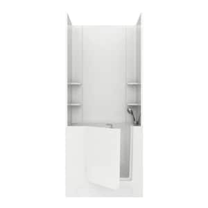 Rampart 3.3 ft. Walk-in Air Bathtub with Easy Up Adhesive Wall Surround in White