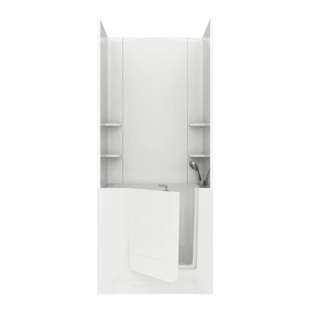 Rampart Nova Heated 3.3 ft. Walk-in Whirlpool Bathtub with Flat Easy Up Adhesive Wall Surround in White price history on PriceWatchPro