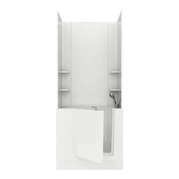 Unbranded Rampart 3.3 ft. Walk-in Non-Whirlpool Bathtub with Easy Up Adhesive Wall Surround in White