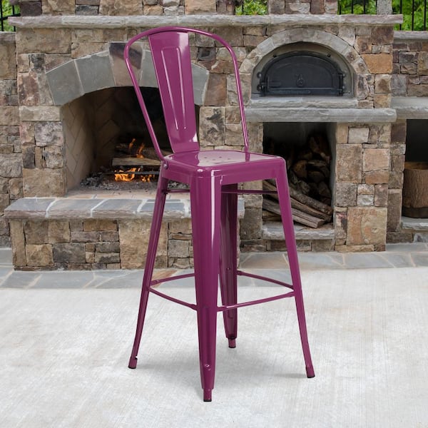 30 in. Purple Metal Bar Stool