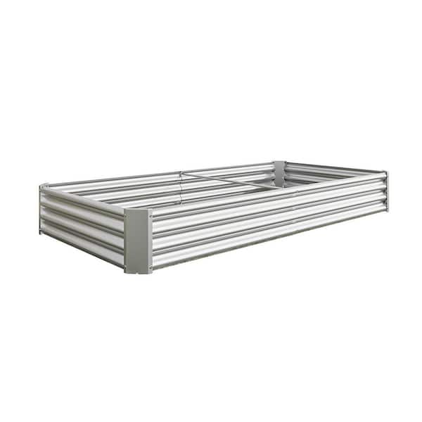 8 x 4 x 1 ft. Silver Metal Rectangular Raised Garden Bed Outdoor Planter Box for Vegetables Flowers Herbs Fruit (1-Pack)