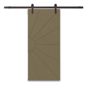 24 in. x 84 in. Olive Green Stained Composite MDF Paneled Interior Sliding Barn Door with Hardware Kit