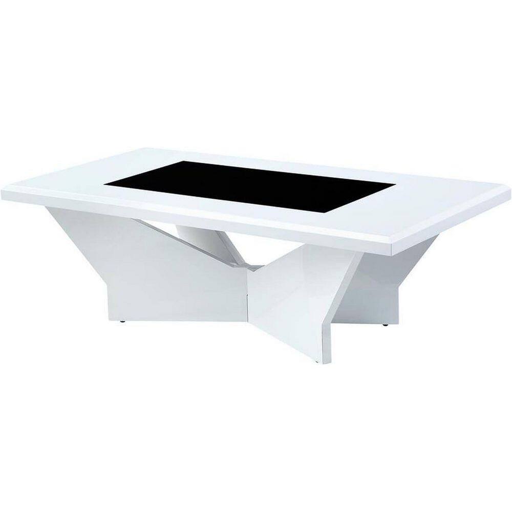 47.25 in. White Rectangle Glass Top Coffee Table