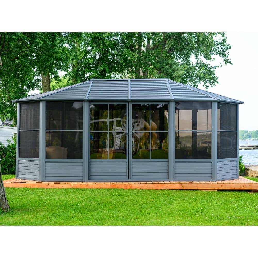 Gazebo Penguin 12 ft. x 18 ft. Florence Solarium Metal Roof Slate