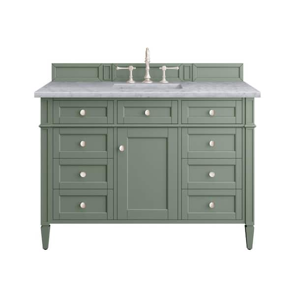 James Martin Vanities Brittany 48.0 in. W x 23.5 in. D x 33.8 in. H Bathroom Vanity in Smokey Celadon with Carrara Marble Marble Top