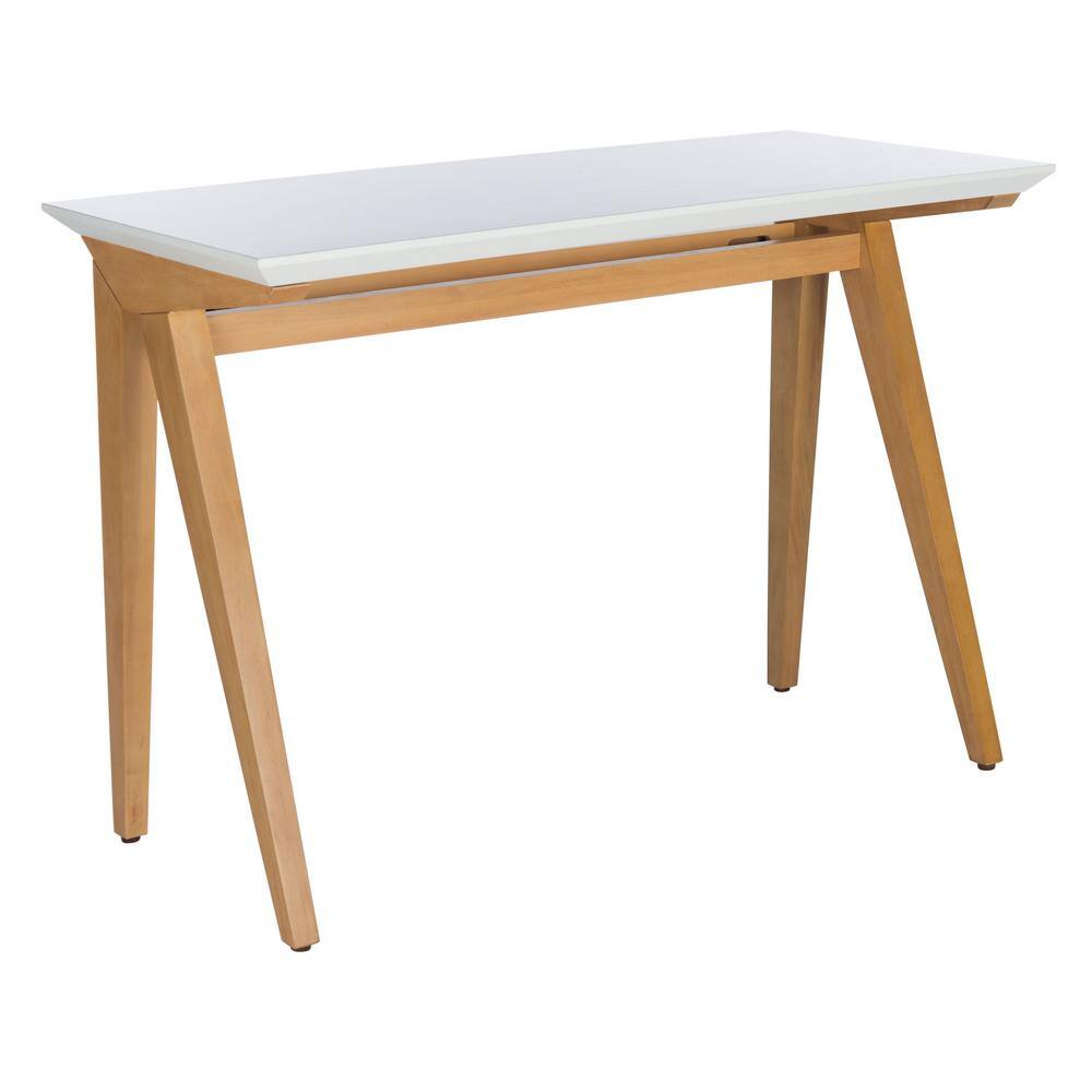 Asymmetrical Oak and White A-Frame Industrial Chic Desk