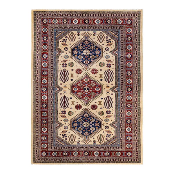 Solo Rugs Tribal One-of-a-Kind Bohemian Ivory 7 ft. 1 in. x 9 ft. 9 in. Tribal Area Rug