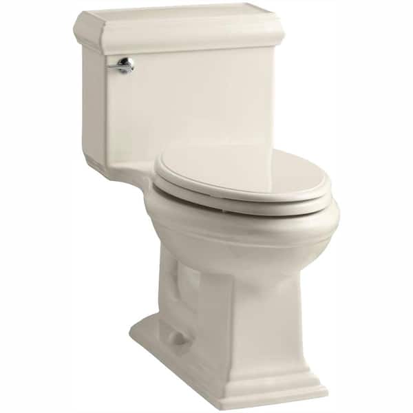 KOHLER Memoris Classic 1-Piece 1.28 GPF Single Flush Elongated Toilet with AquaPiston Flush Technology in Almond, Seat Included