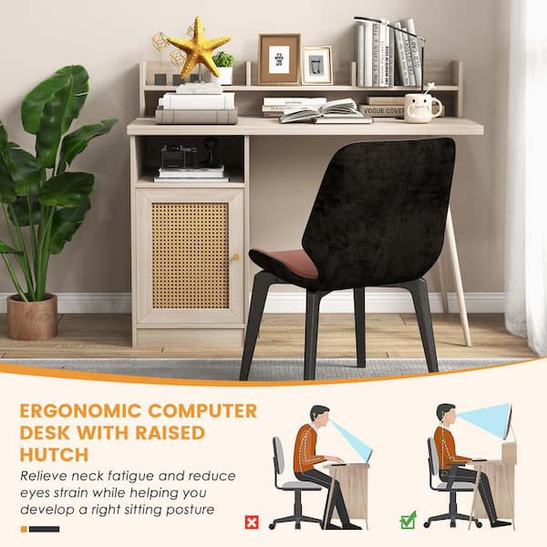 Costway Computer Desk with Hutch Bookshelf Storage Wrting Desk Home Office Study Table