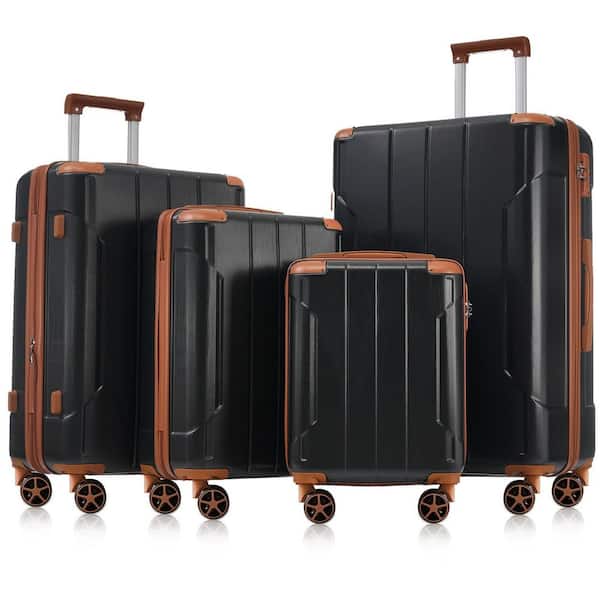 Polibi 6-Piece Black Brown Hardshell and Lightweight Luggage Set