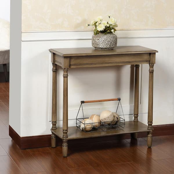 StyleCraft Asher 28.25 in. Weathered Antique Brown Rectangle MDF Console Table