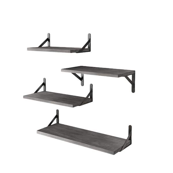 Cubilan 16.5 in. W x 6.1 in. D Weathered Gray Decorative Wall Shelf, (Set of 4)