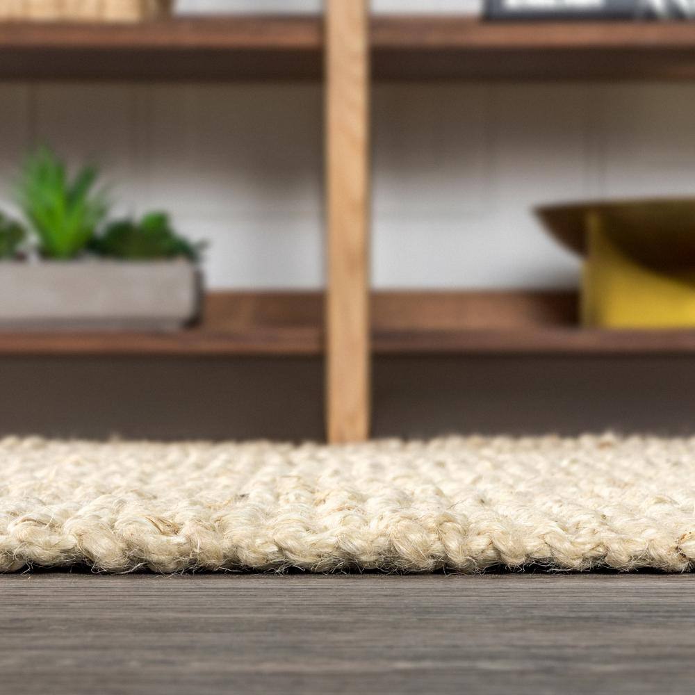 Ivory Braided Handmade Jute 4' x 6' Reversible Area Rug