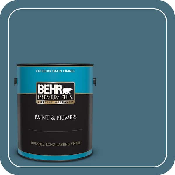 BEHR PREMIUM PLUS 1 gal. #S480-6 Poseidon Satin Enamel Exterior Paint & Primer