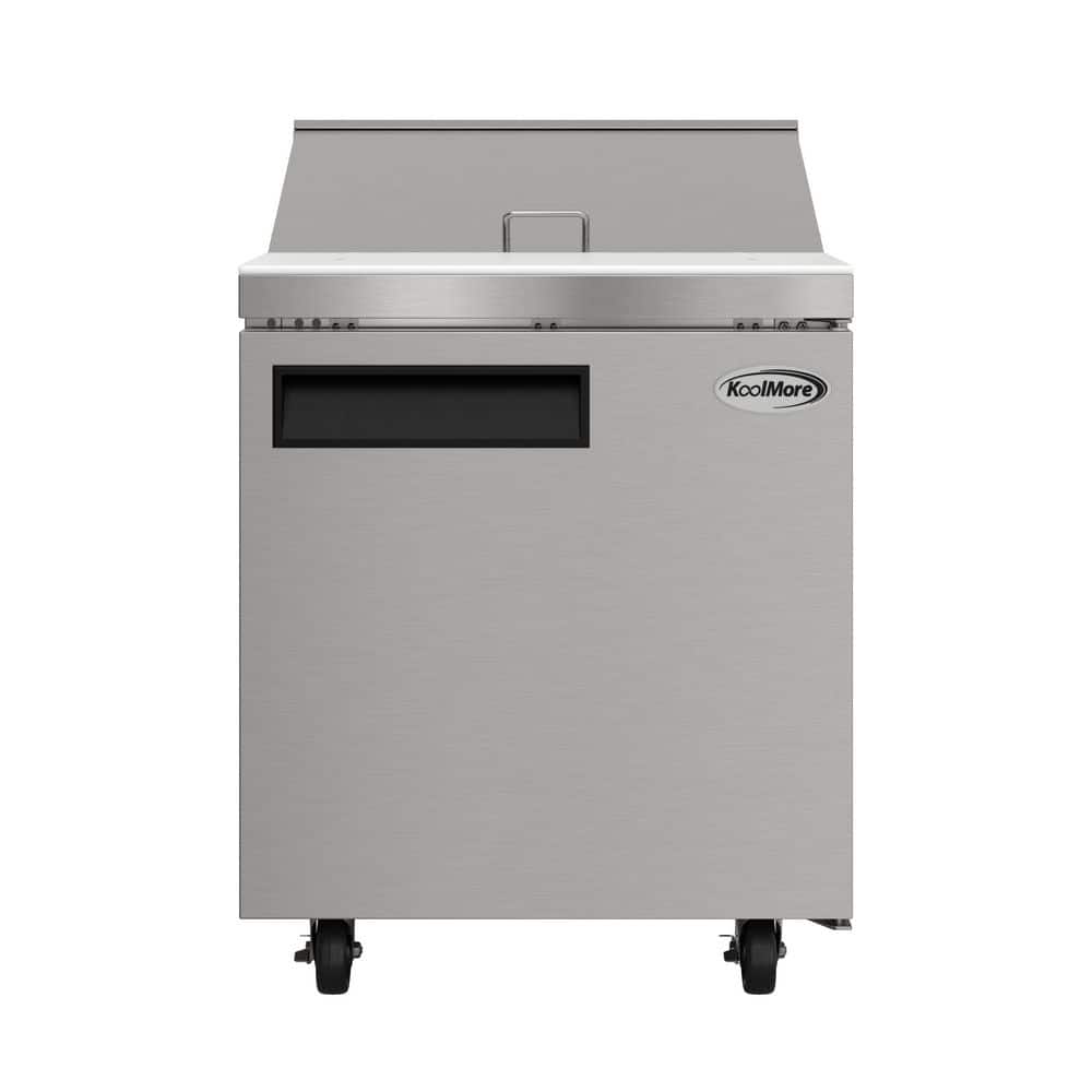 27 in. Commercial 1-Door Refrigerated Salad & Sandwich Prep Table, 8 Pans and 8 Cu. Ft. of Storage in Stainless-Steel