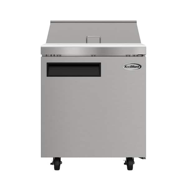27 in. Commercial 1-Door Refrigerated Salad & Sandwich Prep Table, 8 Pans and 8 Cu. Ft. of Storage in Stainless-Steel