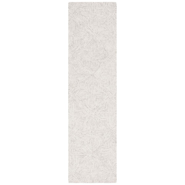 SAFAVIEH Abstract 2 ft. x 9 ft. Gray/Ivory Chevron Medallion Runner Rug