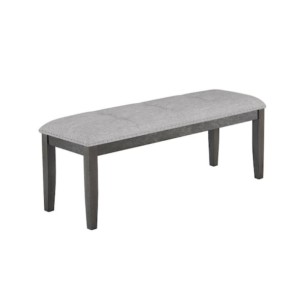 Benjara Gray and Black 48 in. Backless Bedroom Bench with Wooden Frame