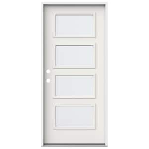 36 in. x 80 in. Right-Hand/Inswing 4 Lite Equal Clear Glass White Steel Prehung Front Door