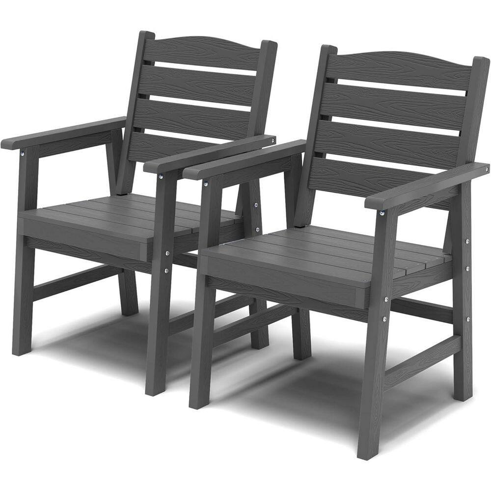 Grey Plastic All Weather Outdoor Patio Dining Chairs (Set of 2) price history on PriceWatchPro