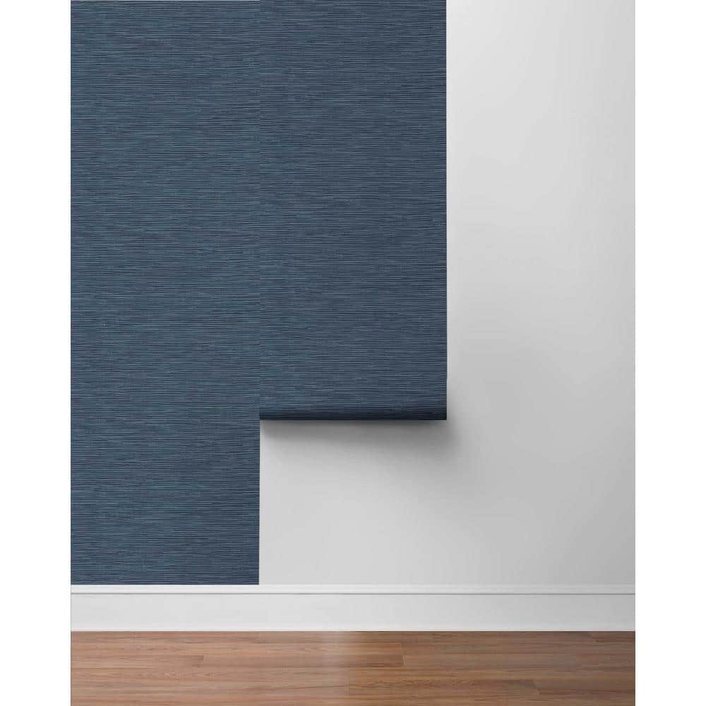 Cyprus Blue Faux Grasscloth Peel and Stick Wallpaper
