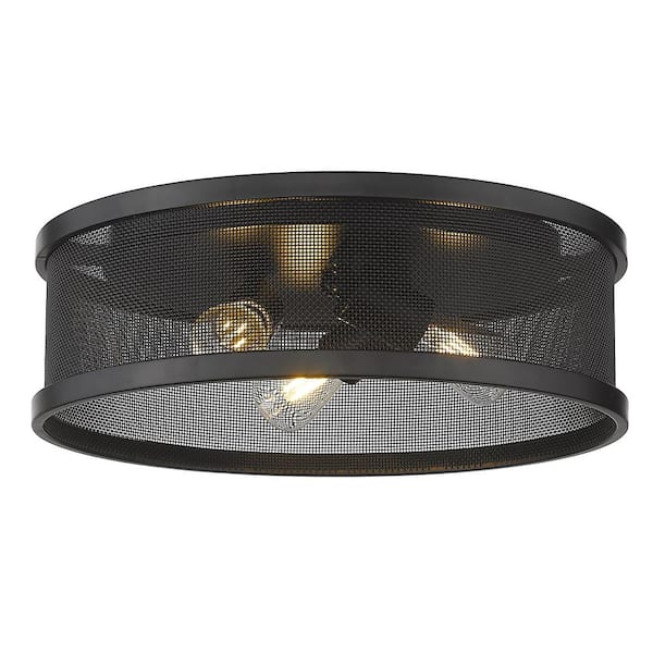 Channing 15 in. 3-Light Matte Black Flush Mount