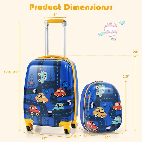 Amazon.com | BABY JOY 2 PC Kids Carry On Luggage Set, 12” Backpack & 18”  Toddler Suitcase, Hard Shell Travelling Case & Backpack w/ 4 Rotating  Casters, Cute Rolling Trolley Case for