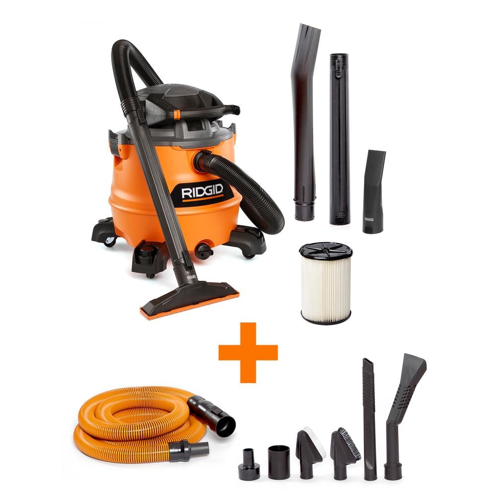 RIDGID 16 Gal. 6.5 Peak HP NXT Shop Vacuum Wet Dry Vac with Detachable Blower, Filter, Accessories and Car Cleaning Kit HD1600C HD1600C