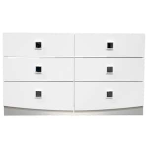 France 6-Drawer White Modern Dresser 32 in. H x 55 in. W x 17 in. D